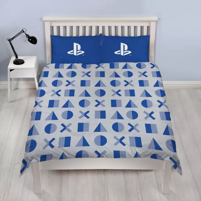 PLAYSTATION Set Housse de Couette Double Jeux Fans 2-in-1 Modèles Literie Bleu /