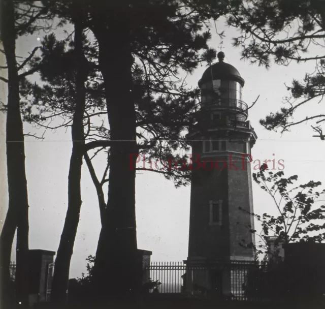 FRANCE Dieppe Le Phare d'Ailly c1930 Photo Plaque de verre Stereo Vintage V33n