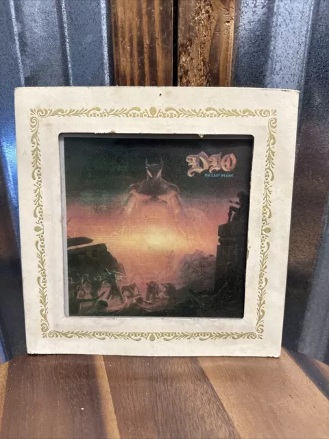 Vintage 1985 DIO -The last in Line-80s Carnival Prize Glass Mirror, 6X6, Gd Cond