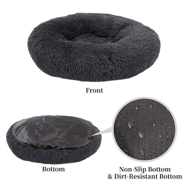 Donut Plush Pet Dog Cat Bed Fluffy Soft Warm Calming Bed Sleeping Kennel Nest 3