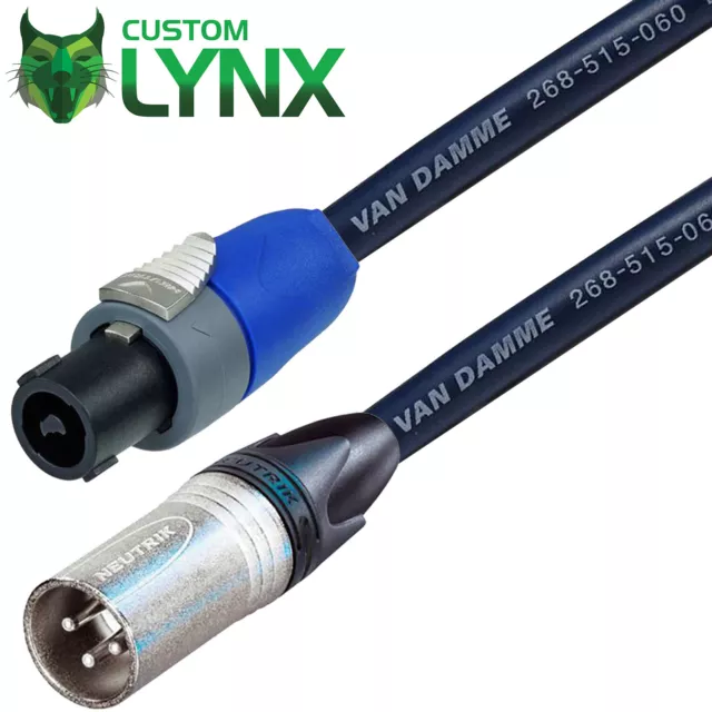 Van Damme Blue Speakon to Male XLR Cable-Neutrik Passive Loud Speaker Lead 1.5mm