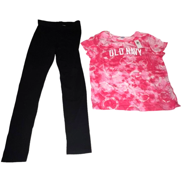 Set Girls Plus Sized Old Navy Black Leggings & NWT Tie Dye T-Shirt (10-12 Plus)