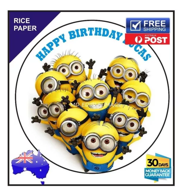 Despicable Me Minion party Edible Rice paper Image Party Cake Topper 19cm