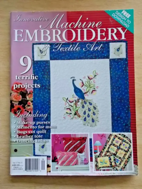 Machine Embroidery & Textile Art Vol 17 #11~Quilt~Peacock~Barrette~Swahili~Bags