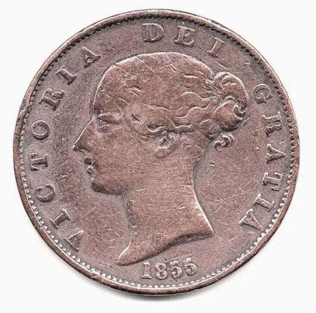 1855 Large Copper Half Penny of QUEEN VICTORIA