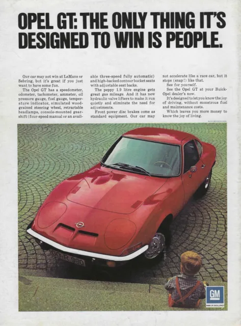 1971 Buick Opel GT Ad 1.9 Litre Vintage Magazine Advertisement Red 71 Sports Car