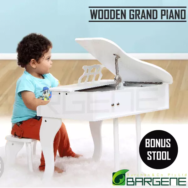 Kids Wooden Pretend Musical Toy Baby Children Grand Toy Mini 30 Keys Piano White