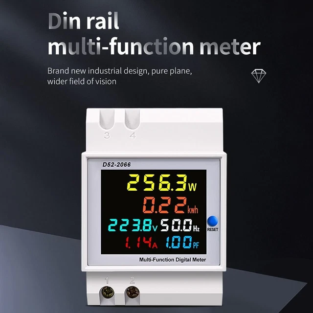 KWH Elektrische Energie VOLT AMP Din Rail AC Monitor Frequenz messer 6 IN1