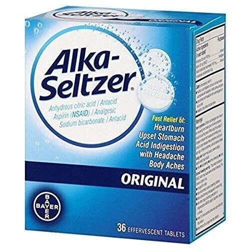 Alka-Seltzer Original - 36 Effervescent Tablets - Exp. 10/2023