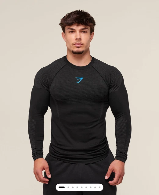GYMSHARK ONYX MIDNIGHT 5.0 Seamless Long Sleeve T-Shirt (Size XL