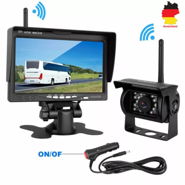 Auto Backup Kamera Monitor Kit Wireless Rückfahrkamera 7'' LCD für RV Camper Bus 2