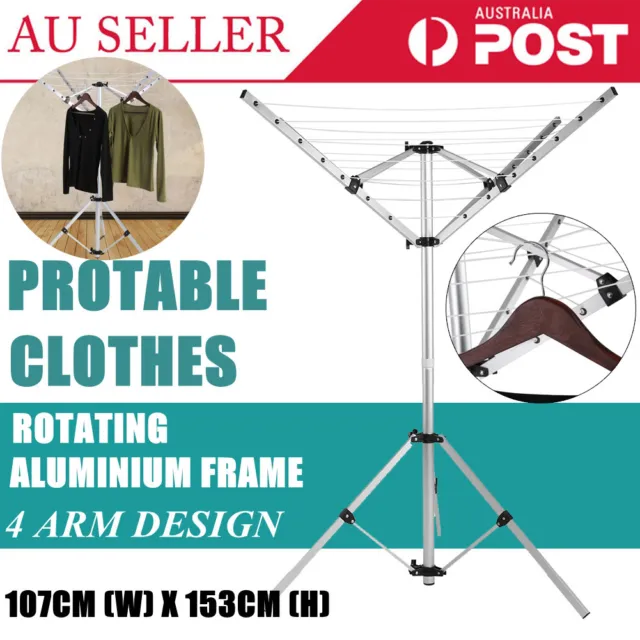 Clothes Rotary Clothesline 4 Arm Hanger Camping Laundry Dryer Natural Air Dryer
