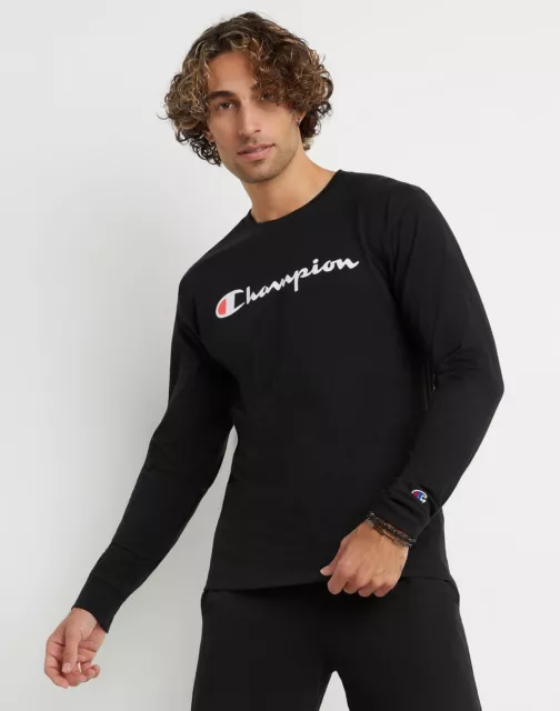 Champion Long Sleeve T-Shirt Mens Classic Graphic Logo Standard Fit Tee Ribbed