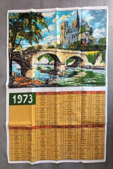 Torchon Vintage Calendrier 1983 – Thème Du Vin – Neuf Sans étiquette 100% Coton