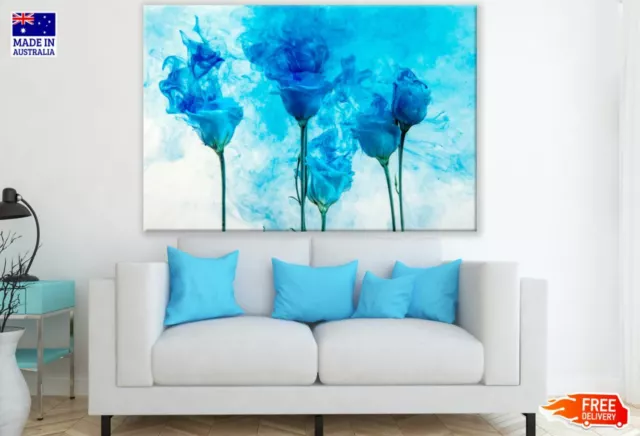 Blue Flowers Abstract Design Wall Canvas Home Decor Australian Made Quality