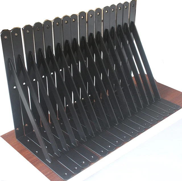 16 Pack L10″ X H 8″ Black Heavy Duty Shelf Brackets with Screws Metal Shelf