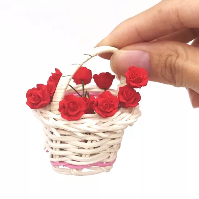 1Pc Dollhouse Miniature Accessories Mini Red Rose Simulation Flower Model T B Sn