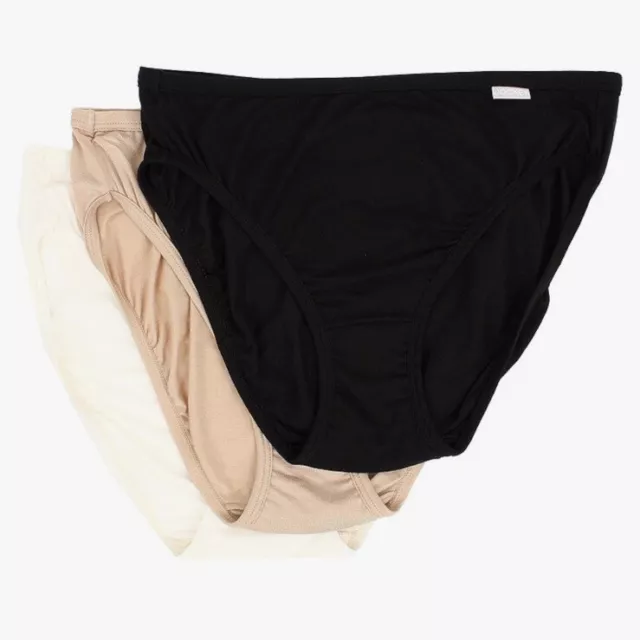 New Jockey Women's size 7 French Cut Underwear Micro Comfies 3 Pack Black  Blue