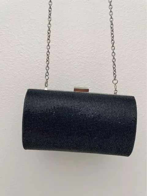 INC Ranndi embellished crystal sparkle women's clutch minaudiere - Navy Blue