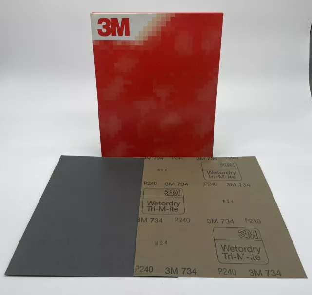 3M Wet Or Dry Tri-M-ite Abrasive Sand Paper Fine P240 Grit (Pack of 50 Sheets)