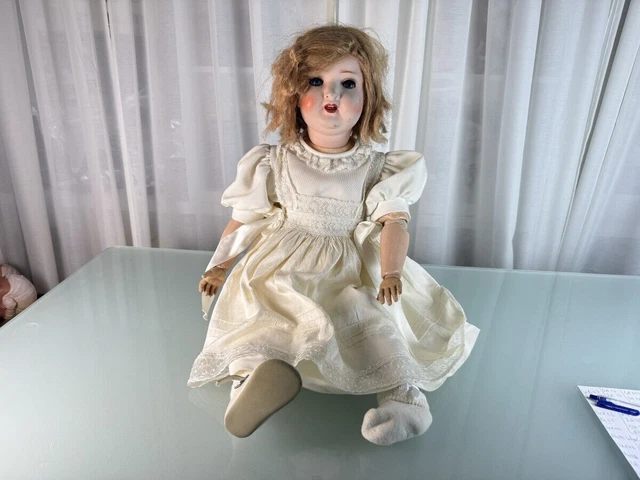 Poupée Artiste Vintage PN France - 36 Cm - Céramique, Tissu Et Cuir - Fait Main - Collection XXe