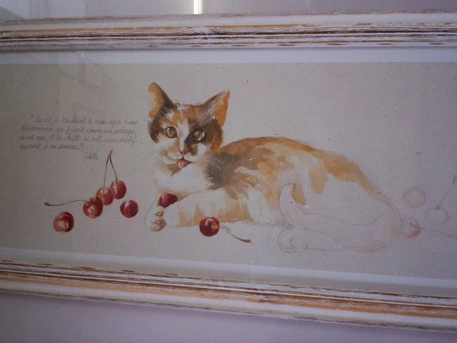 Affiche enfant chat roux avec cadre bois 40x60 cm | Maisons du Monde