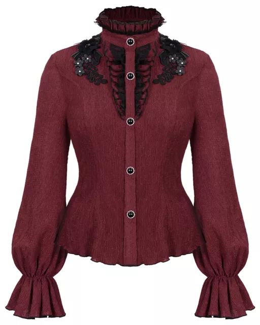 DEVIL FASHION VAMPIRE Victorian Shirt Top Blouse With Removable