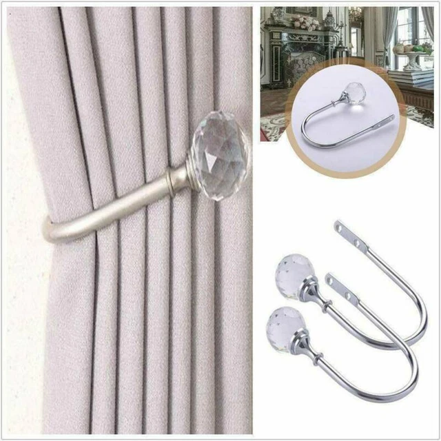 2X Metal Crystal Curtain Holdback Wall Tie Backs Hooks Hanger Holder