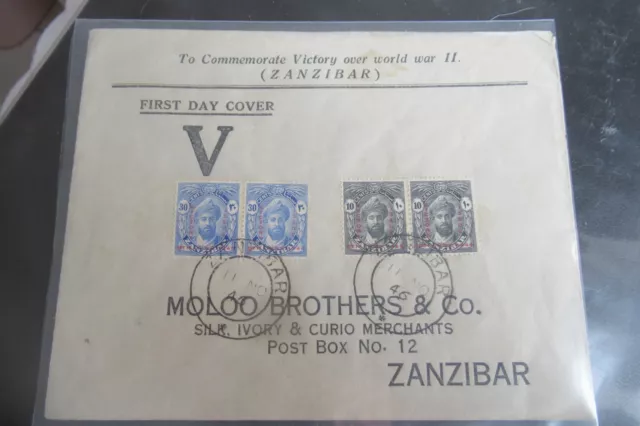 ZANZIBAR FDC LETTRE POUR COMMEMORATIVE DE LA 2ème GUERRE MONDIALE