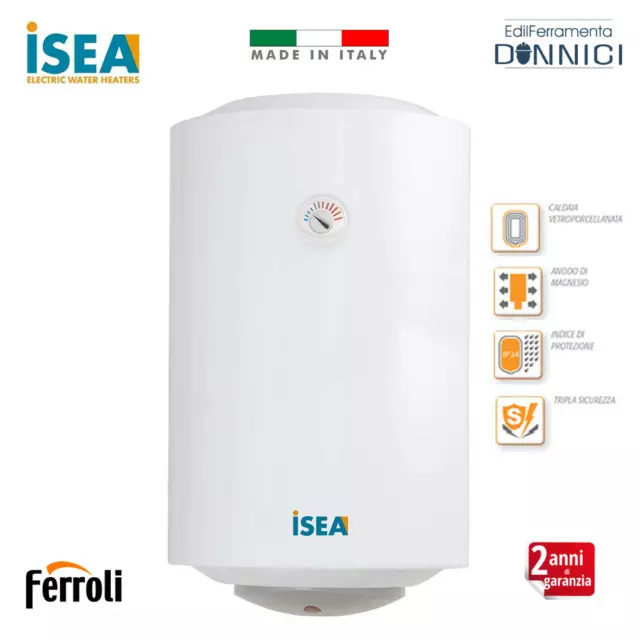 ISEA Scaldabagno elettrico verticale 50 LT litri boiler scaldino scalda acqua