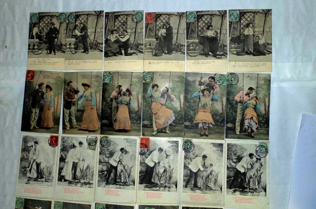 Cartes postales anciennes séries amoureuses années 1906 à 1909