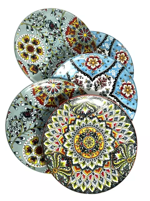 Serving Plates Set Of 5 Pieces Lovely Moroccan Colours And Design Porcelain