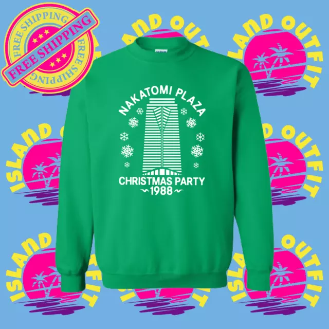 Die Hard Green Crewneck Sweatshirt Nakatomi Plaza Xmas Party Christmas Movie