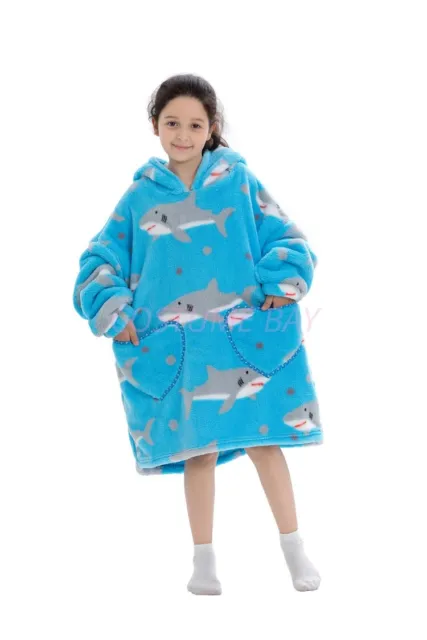 Adult Kids Toddler Hooded Blanket Hoodie Ultra Plush Comfy Sweatshirt Fleece AU