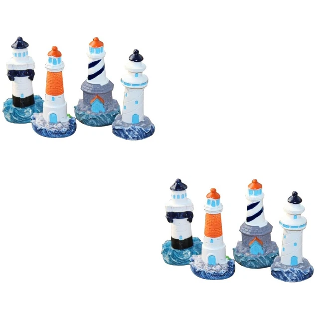 8 Pcs Enfant Miniature Ornements Faits Maison Phare Nautique