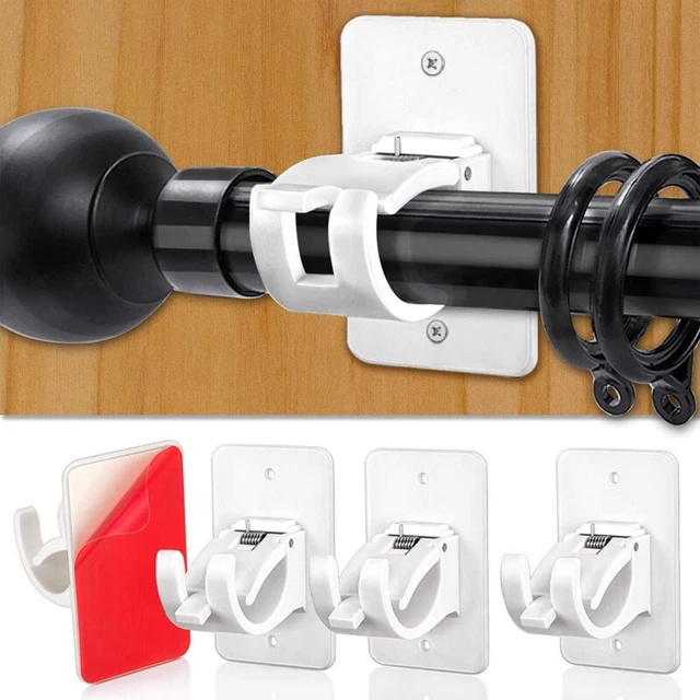 Curtain Rod Bracket Holder 4 PCS, Self Adhesive Crossbar Hook, No Drill6583