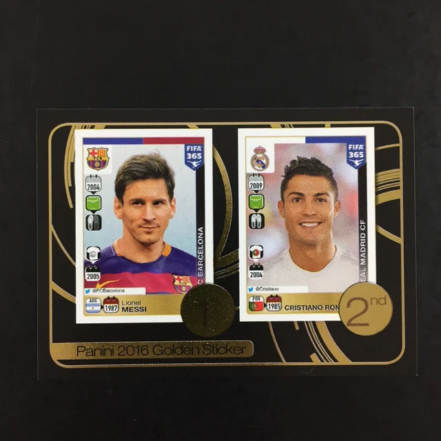 LIONEL MESSI, CRISTIANO Ronaldo Sticker Panini 2016 Fifa 365 Golden 8