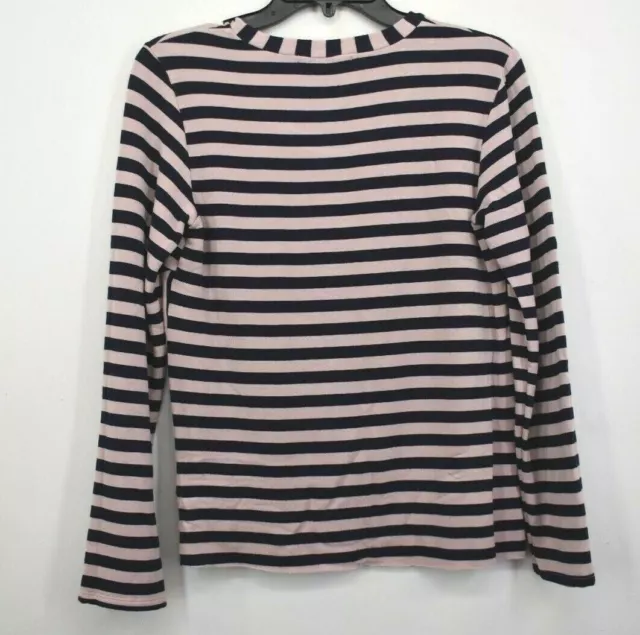 Stateside Women Stripe Print Crew Neck Long Sleeve Stretch Front Twist Pullover 2