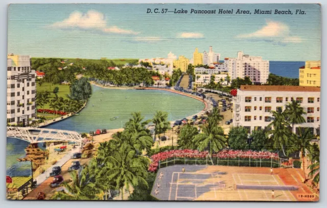 Postcard Lake Pancoast Hotel Area., Miami Beach Florida Unposted