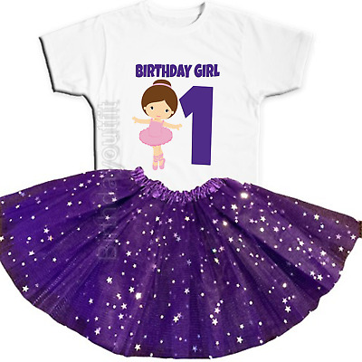 Ballerina Party 1st Birthday Purple Tutu Outfit Personalized Name option