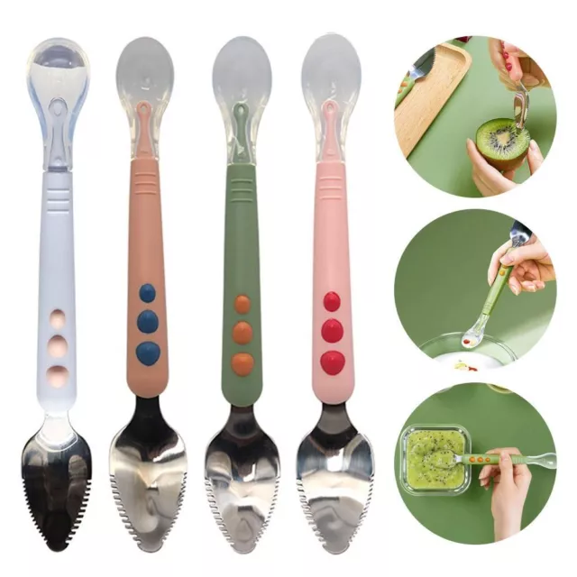 Silicone Complementary Food Spoon Double-Ended Fruit Scraper Spoon
