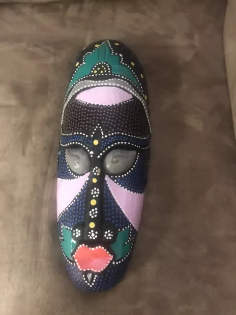 Vintage Handmade Tribal Mask Hand Painted Solid Wood