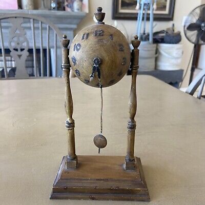 Vintage GCC 1939 World's Fair Baseball Wind Up Pendulette Clock w/ Key