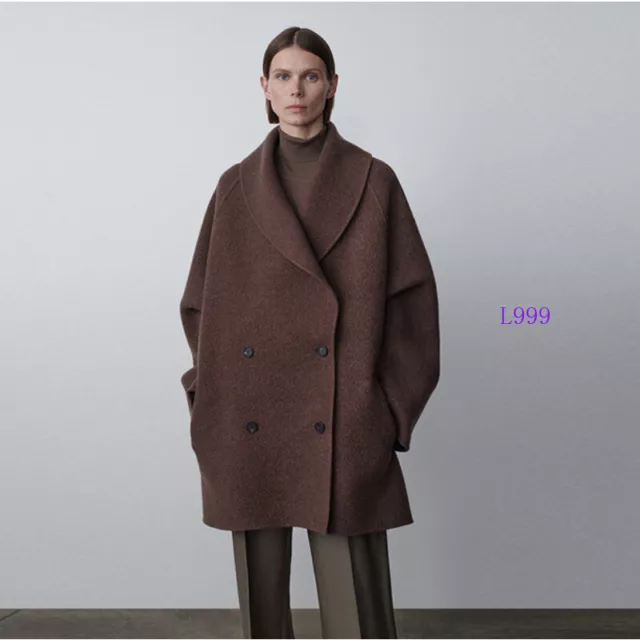 Womens THE ROW Wool Double-sided Woolen Cloth Solid Color Thicken Suit Coat