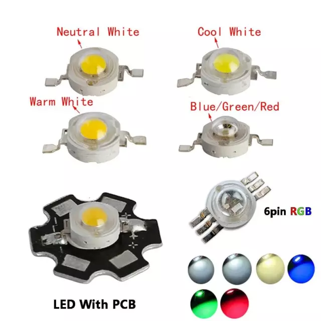 LED COB Chip 1W 3W 5W PCB DC 3V Kaltweiß Warm Blau Grün Rot RGB High Power lampe