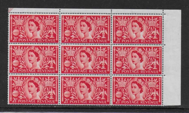 1953 QE II CORONATION 2½d WITH ‘PEARLS RETOUCHED’ FLAW/ERROR W1b SG532var- MNH