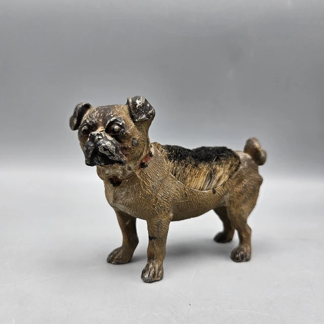 Antique Austrian Cold Painted Pug Dog Pen Wipe