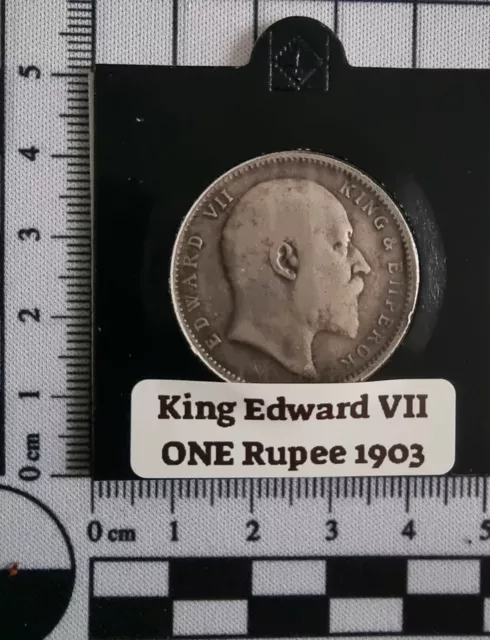 1903 ONE Rupee British India King EDWARD VII Empire Silver Coin