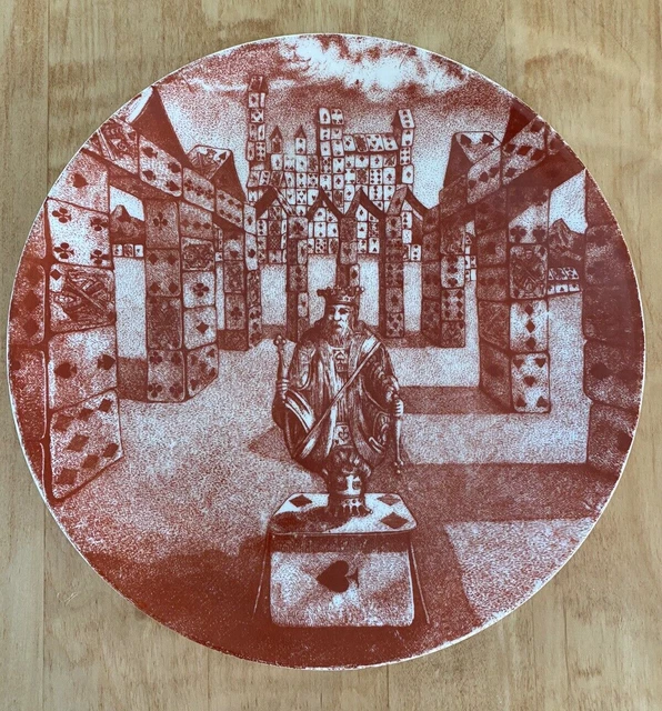 RARE FORNASETTI MILANO ITALY CITTA Di CARTE # 3 RED TRANSFER PLATE VINTAGE 1950s