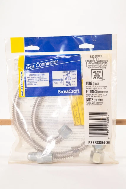 Brass Craft PSBRSD54-36, Gas Connector, 3/8" x 36" Tube